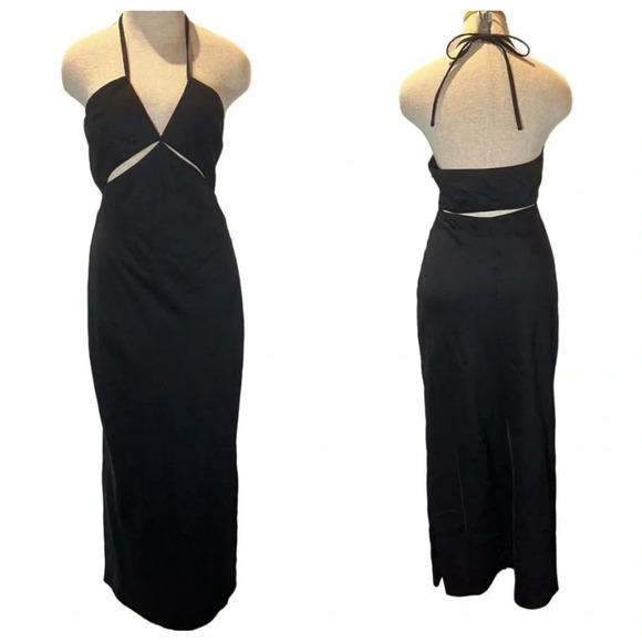 Marina Moscone Cutaway Wool Maxi Dress Sz 12 - Picture 2 of 6